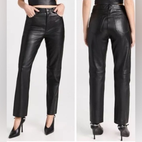 Reformation x Veda Cynthia Lamb Leather Pants Black 2 - Picture 1 of 14